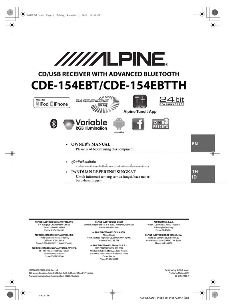 Alpine CDE-154EBT owner's manual