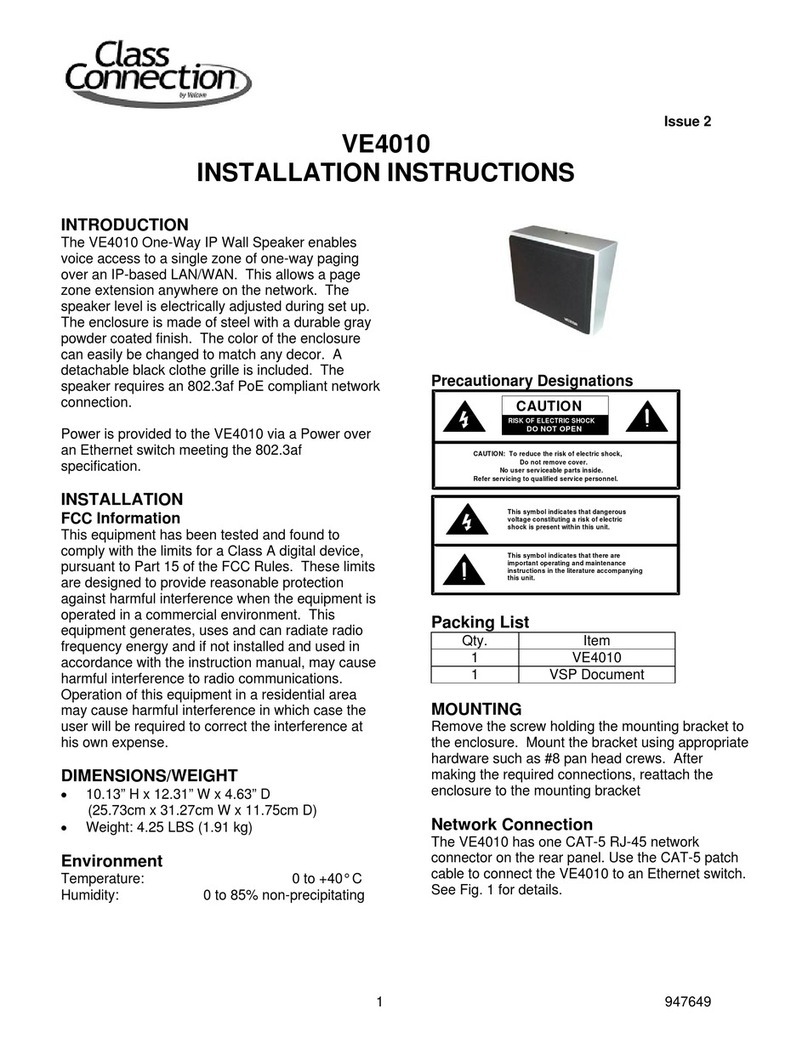 Class Connection VE4010 installation instructions Class Connection VE4010 installation instructions