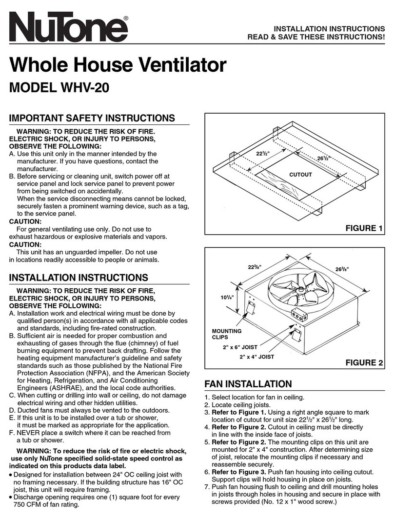 NuTone WHV-20 User manual