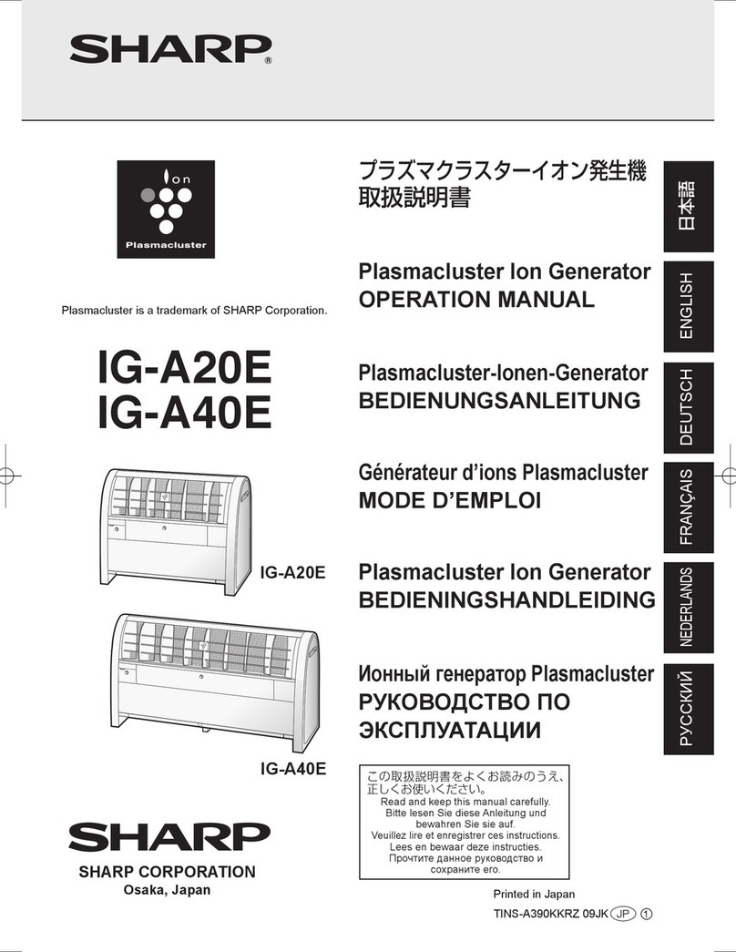 Sharp Plasmacluster IG-A20E User manual Sharp Plasmacluster IG-A20E User manual
