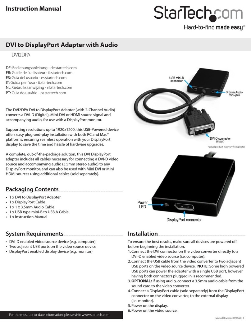 StarTech.com DVI2DPA User manual StarTech.com DVI2DPA User manual