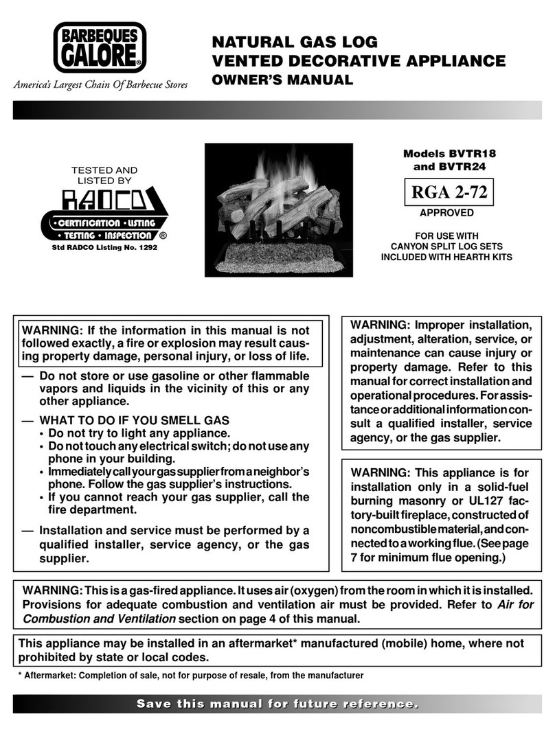 Barbeques Galore BVTR18 owner's manual