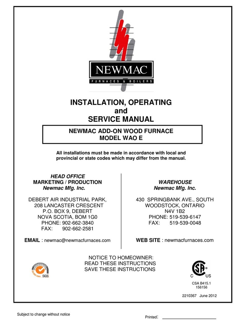 Newmac WAO E Installation, operating and service manual