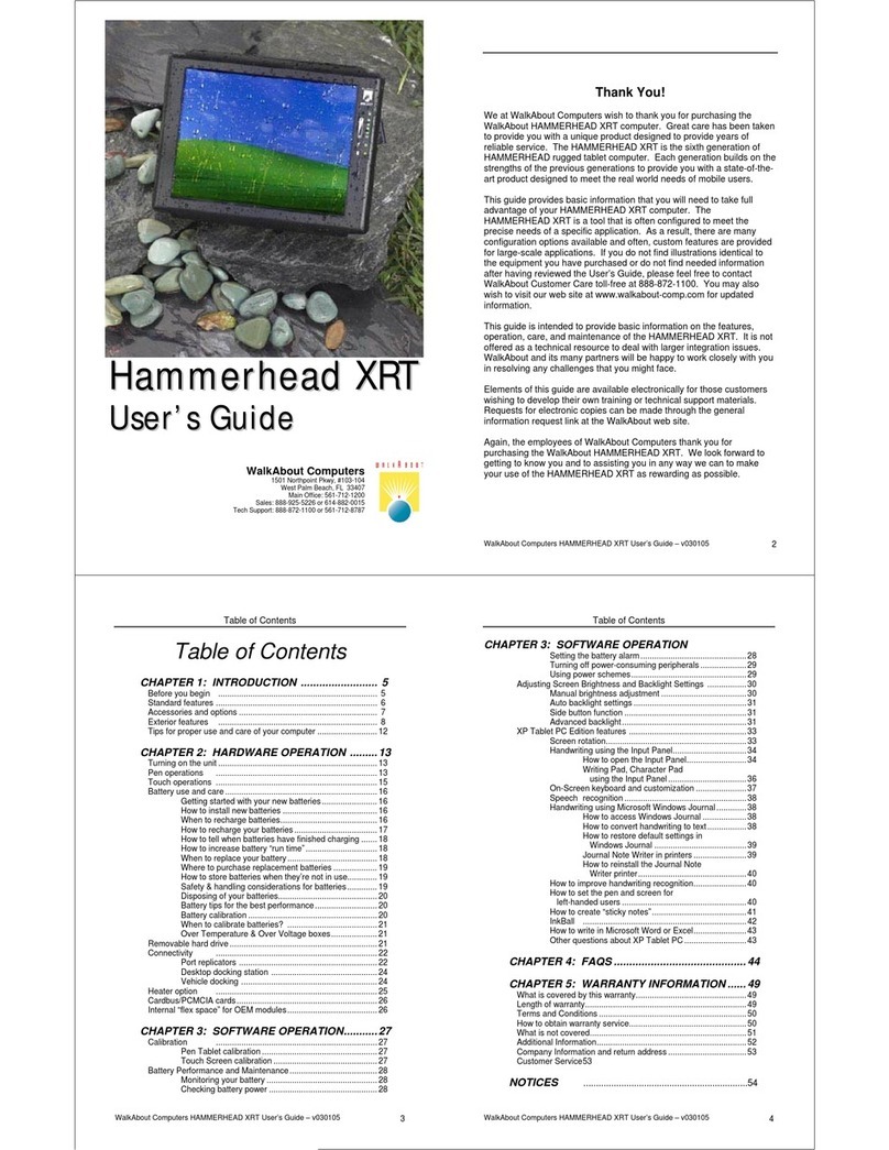 WalkAbout Computers Hammerhead XRT User manual