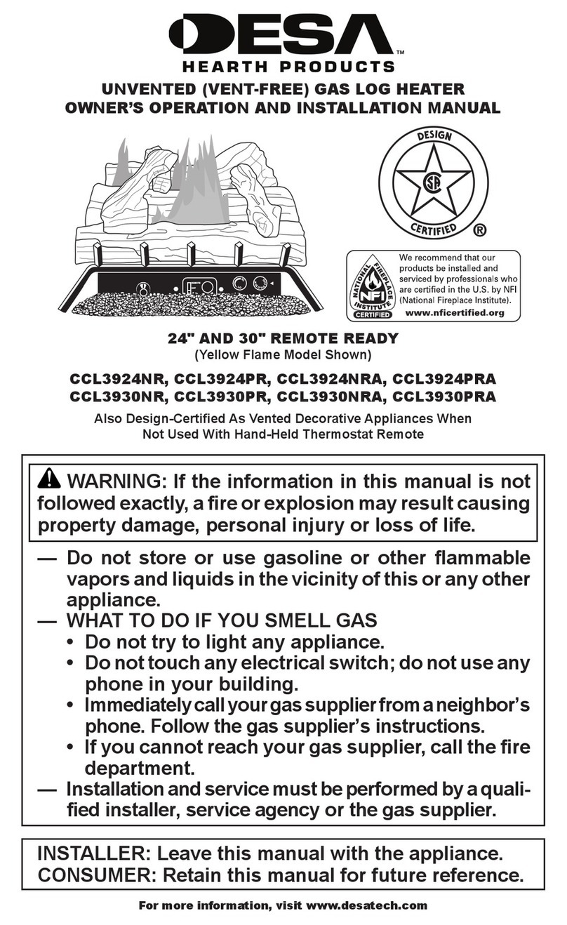 Desa Comfort Glow CCL3924NR Quick start guide Desa Comfort Glow CCL3924NR Quick start guide