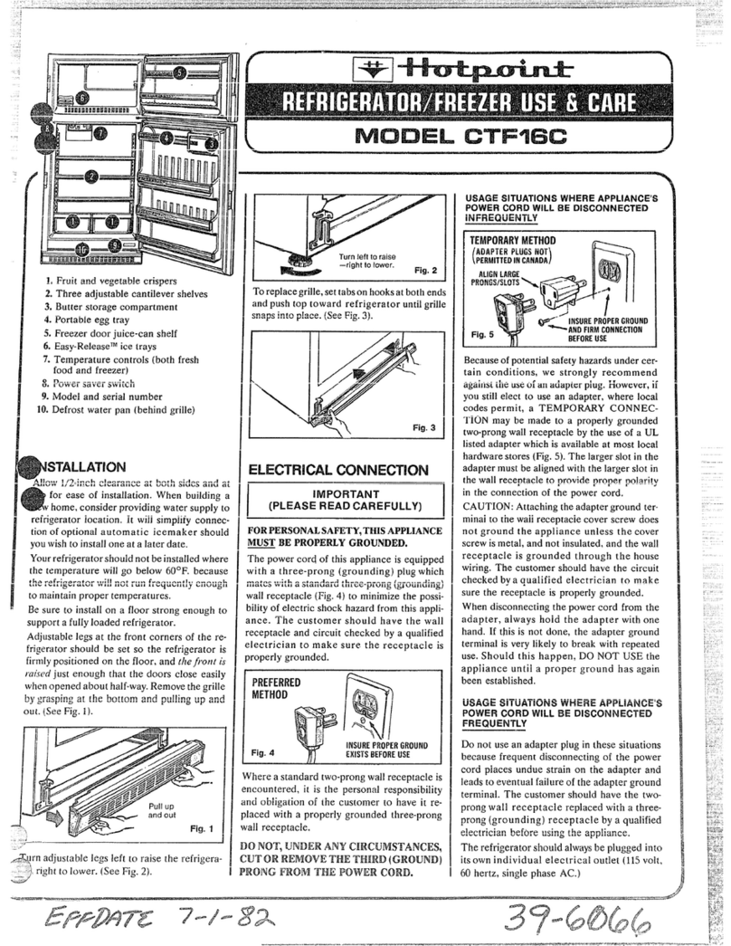 Hotpoint CTF16G Owner's manual