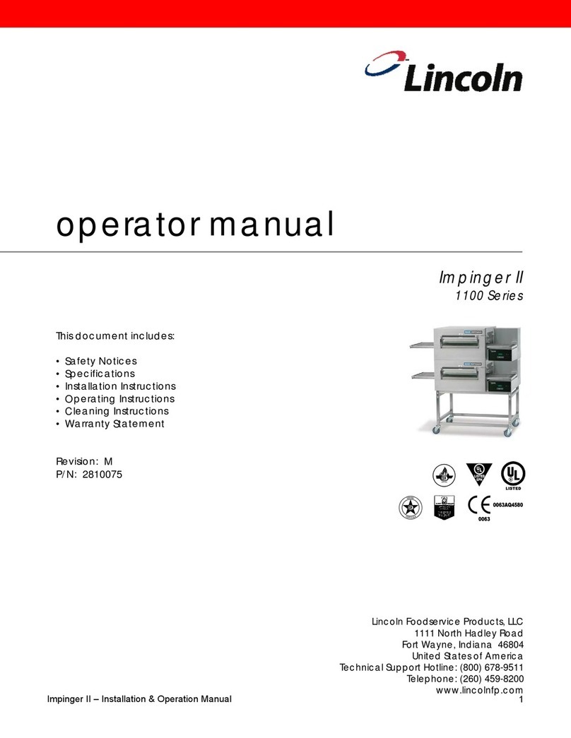 Lincoln Foodservice Impinger II 1100 Series Operator's manual