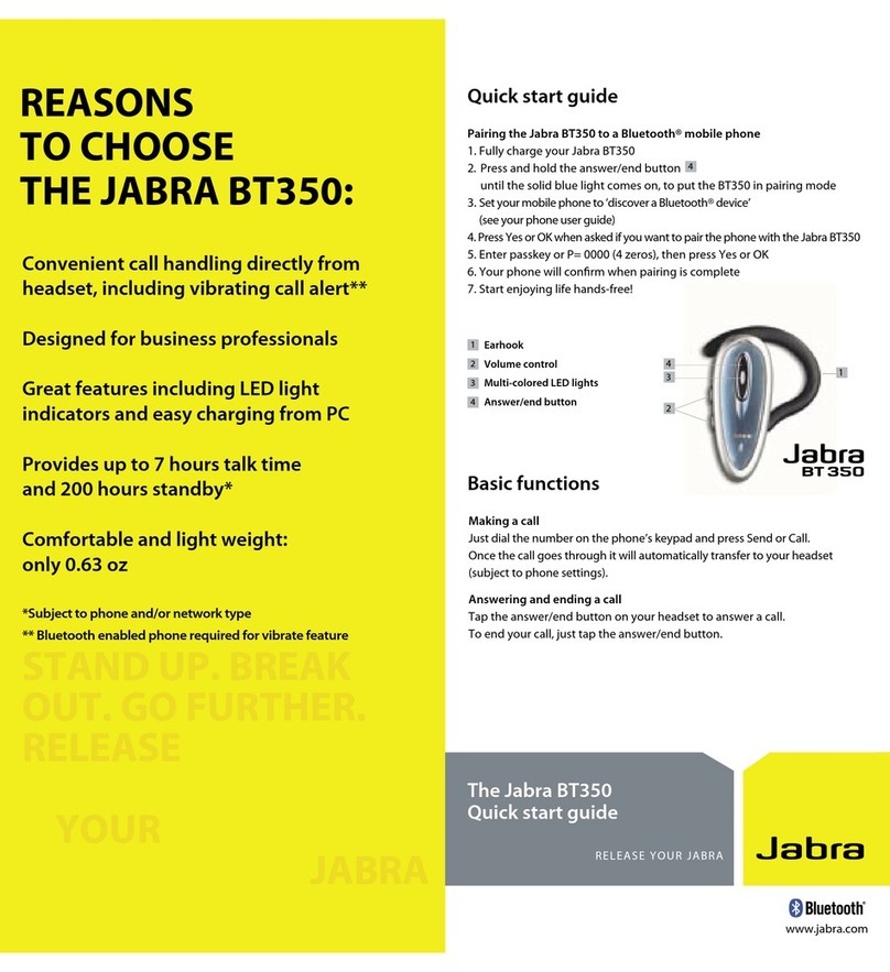 Jabra BT350 - Headset - Over-the-ear quick start guide