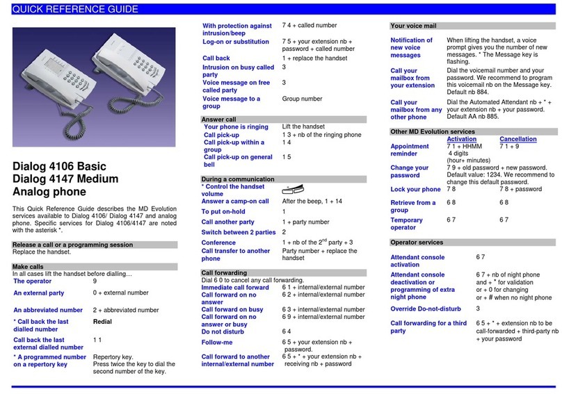 Aastra Dialog 4106 Basic User manual