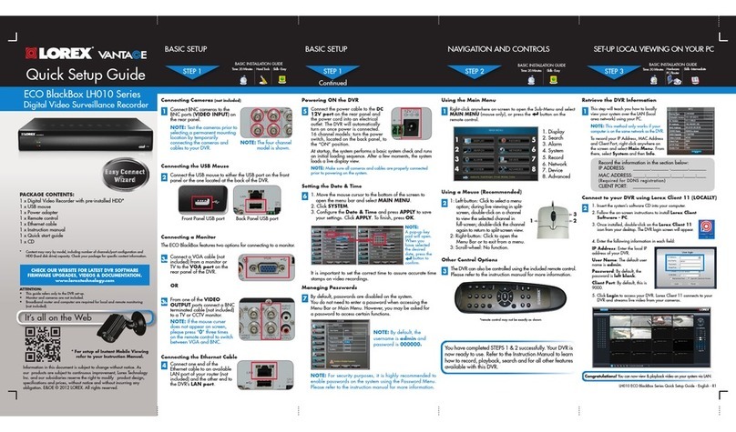 Lorex Vantage LH010 ECO BLACKBOX SERIES Quick setup guide