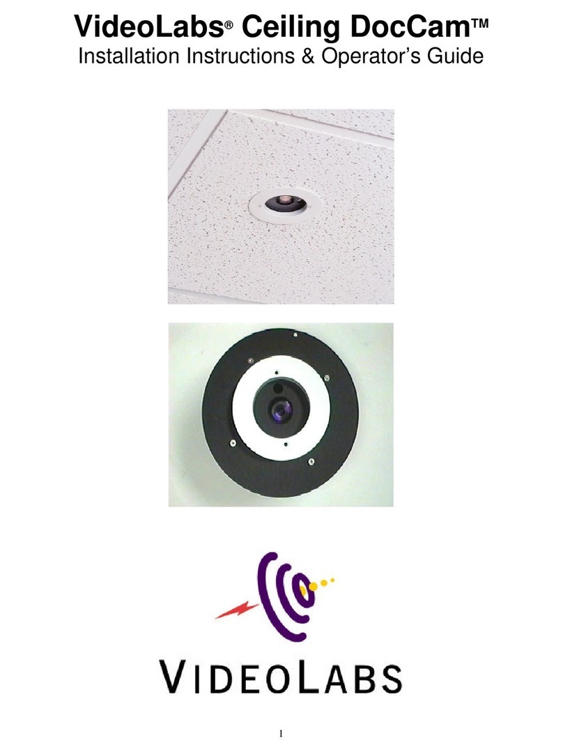 VideoLabs Ceiling DocCam Installation instructions & operator's guide