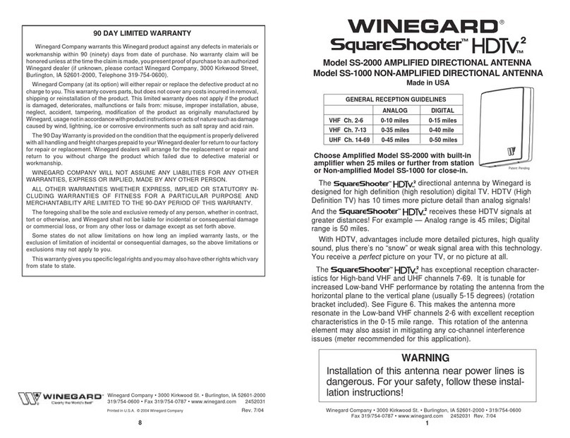Winegard SquareShooter HDTV2 SS-2000 user manual