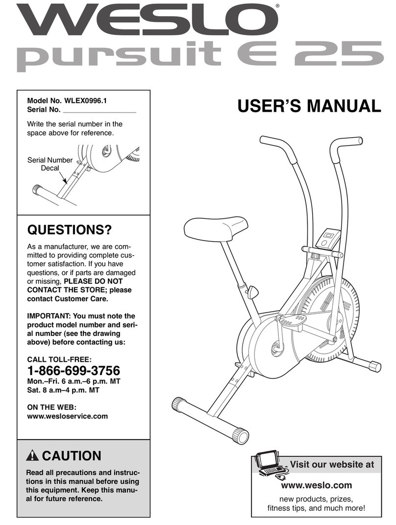 Weslo Pursuit E25 WLEX0996.1 User manual