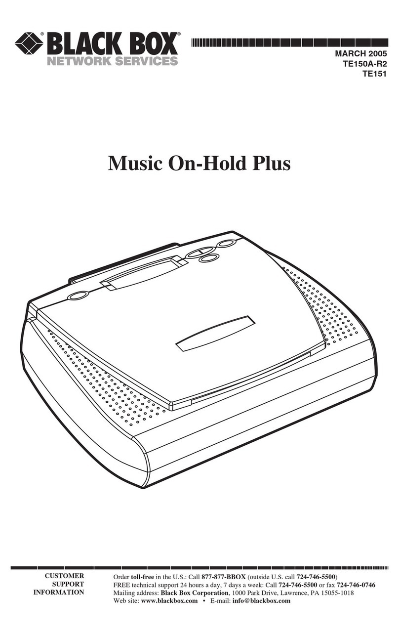 Black Box Music On-Hold Plus User manual