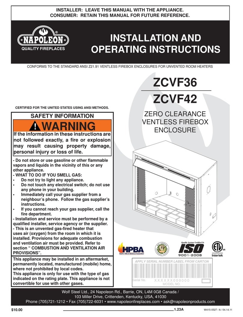 Napoleon ZCVF36 Installation and operating instructions Napoleon ZCVF36 Installation and operating instructions