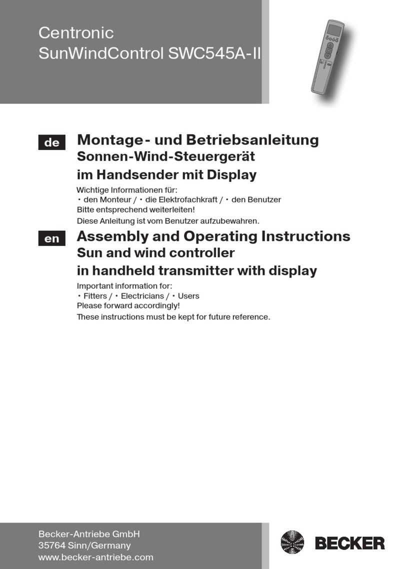 Centronic SunWindControl SWC545A-II Assembly and operating instructions