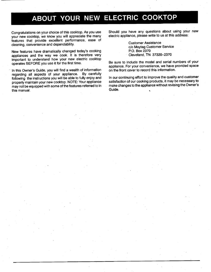 Maytag ELECTRIC COOKTOP user guide