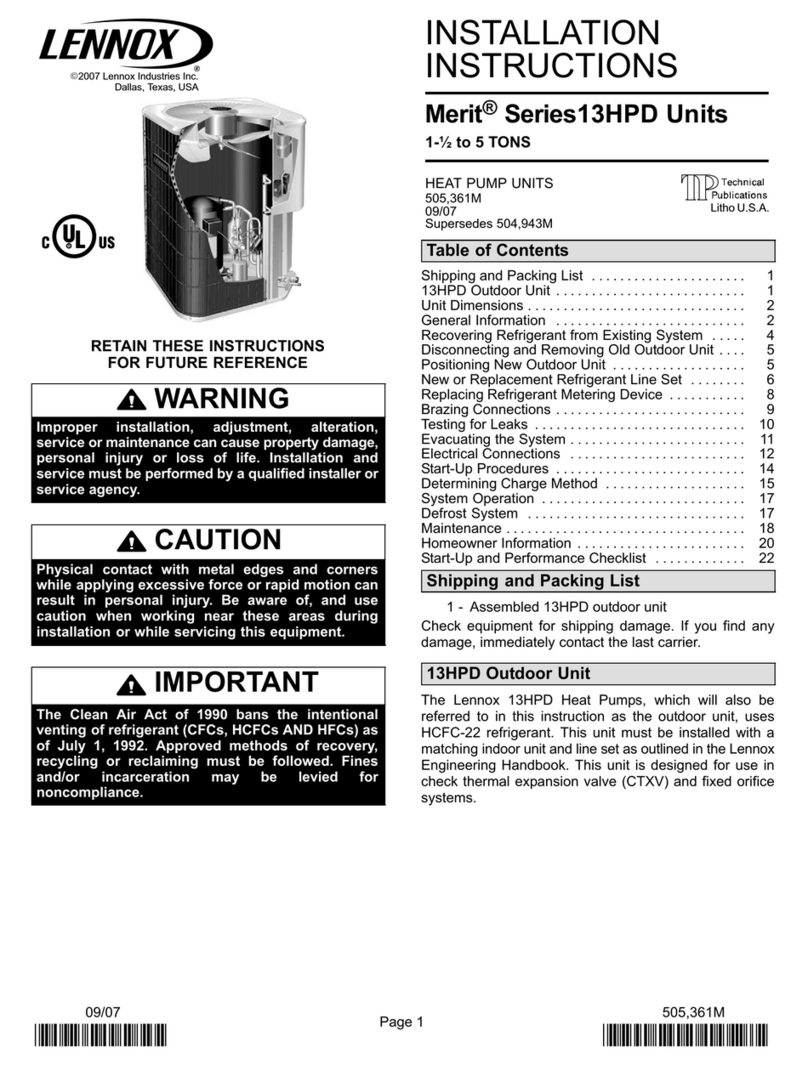 Lennox Merit Series13HPD Units User manual