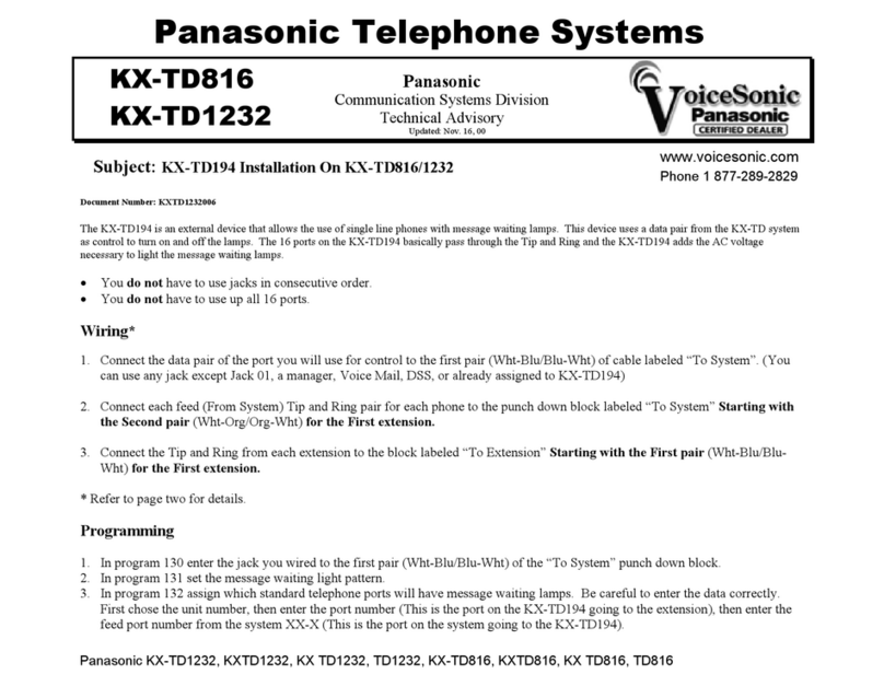 Panasonic KX-TD816 User manual Panasonic KX-TD816 User manual