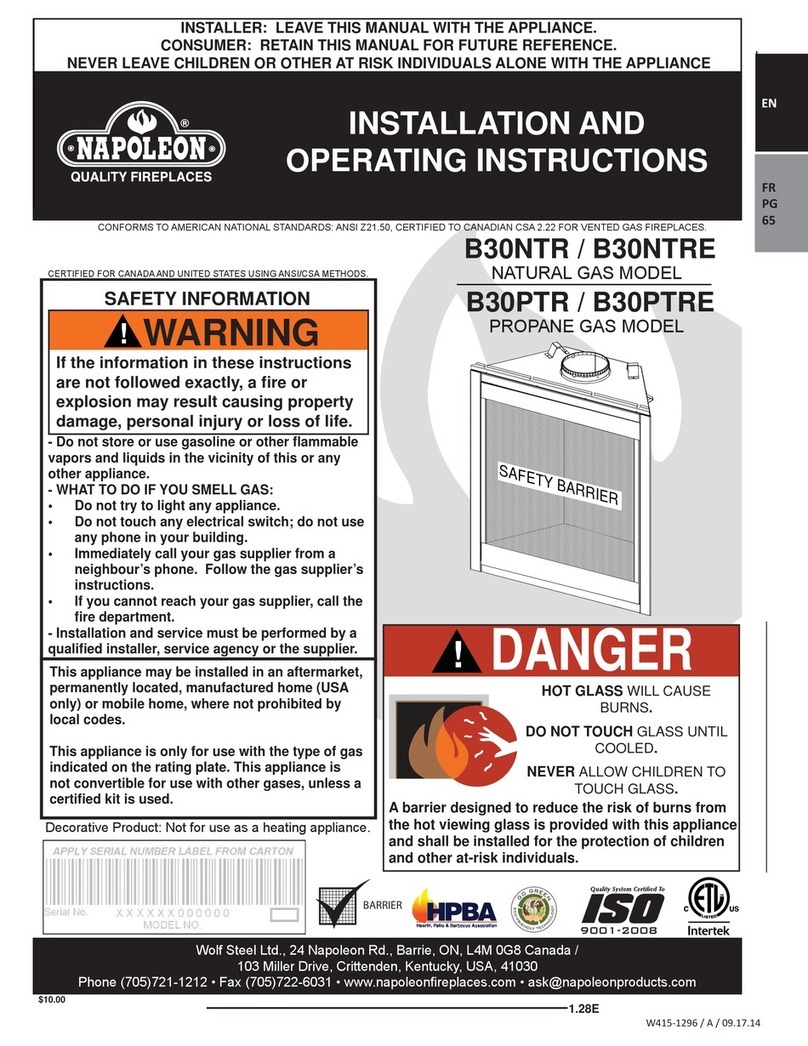 Napoleon B30NTR Installation and operating instructions
