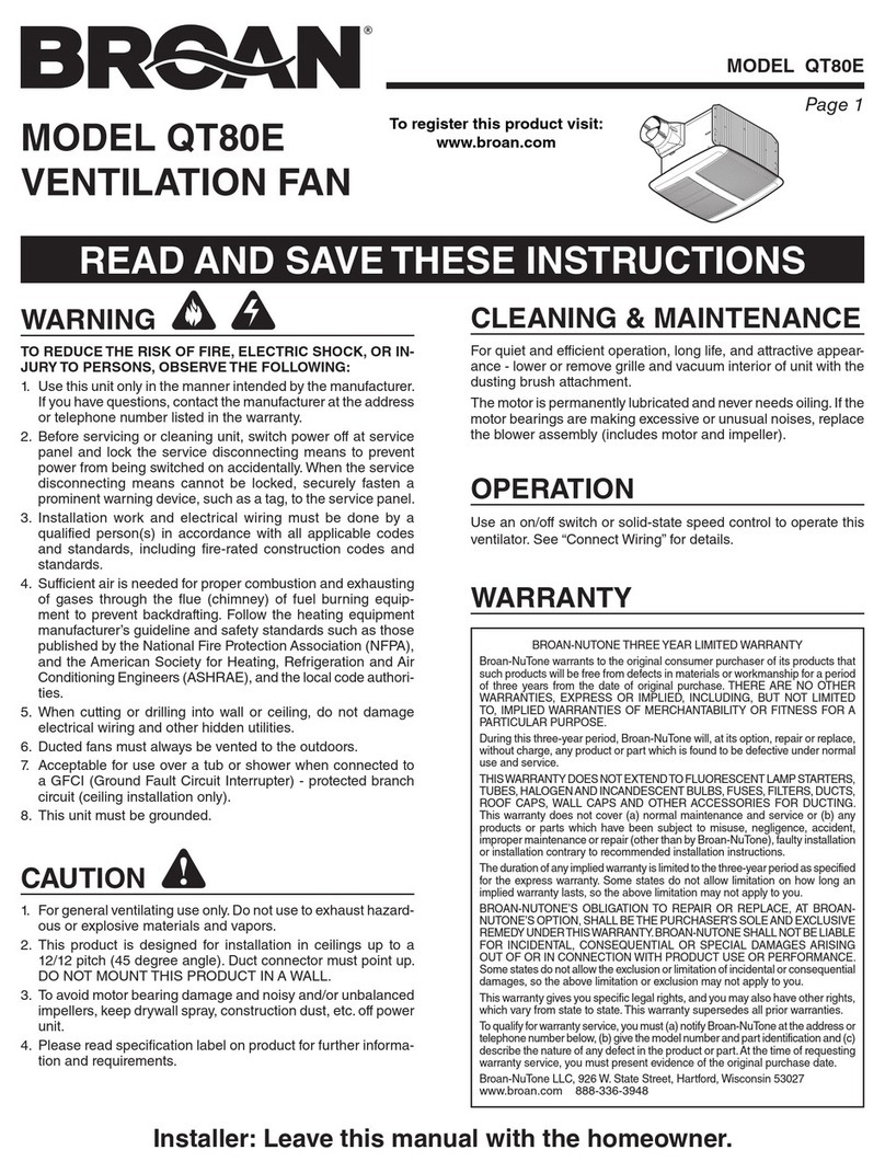 Broan QT80E instructions