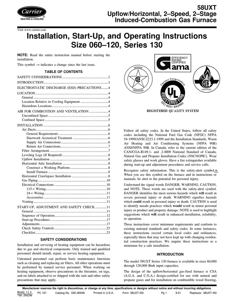 Carrier 58UXT Series operating instructions