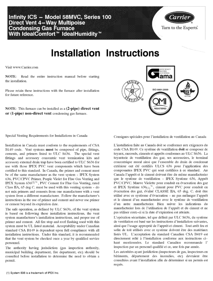 Carrier Infinity ICS 58MVC 100 Series User manual