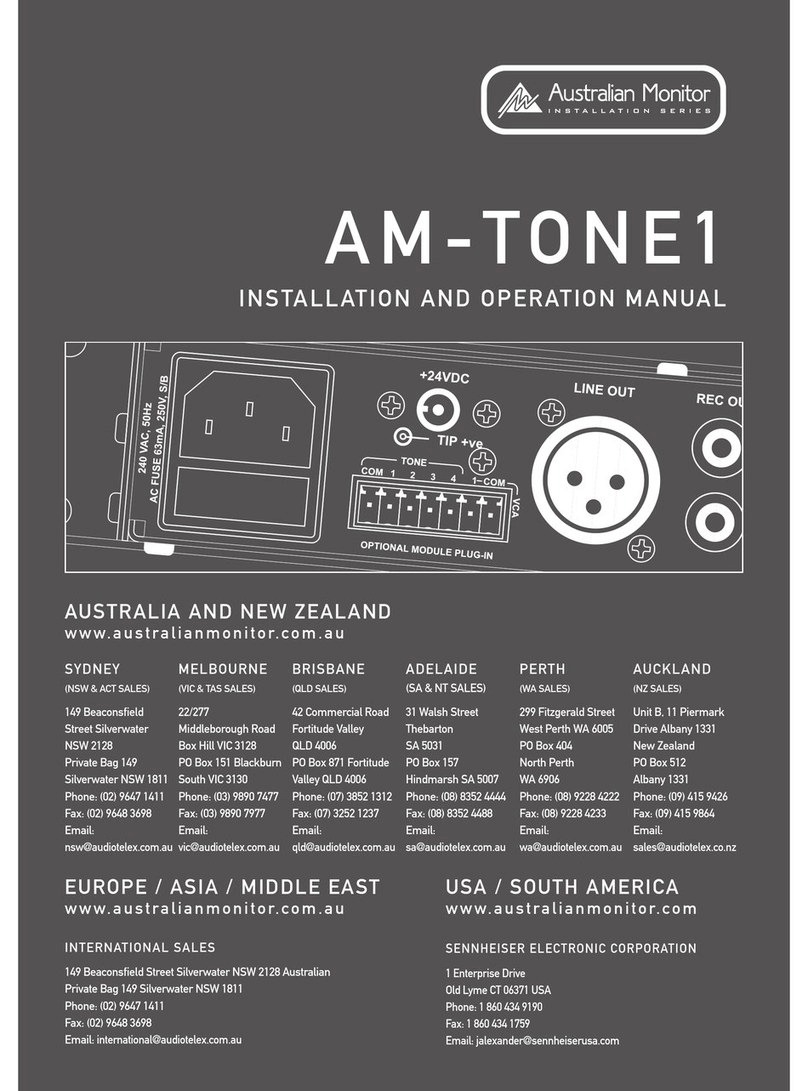 AUSTRALIAN MONITOR AM-Tone1 Installation and operation manual