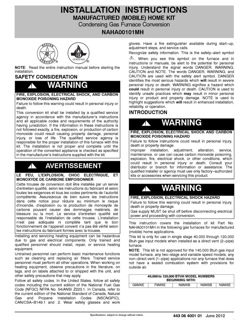Tempstar NAHA00101MH User manual