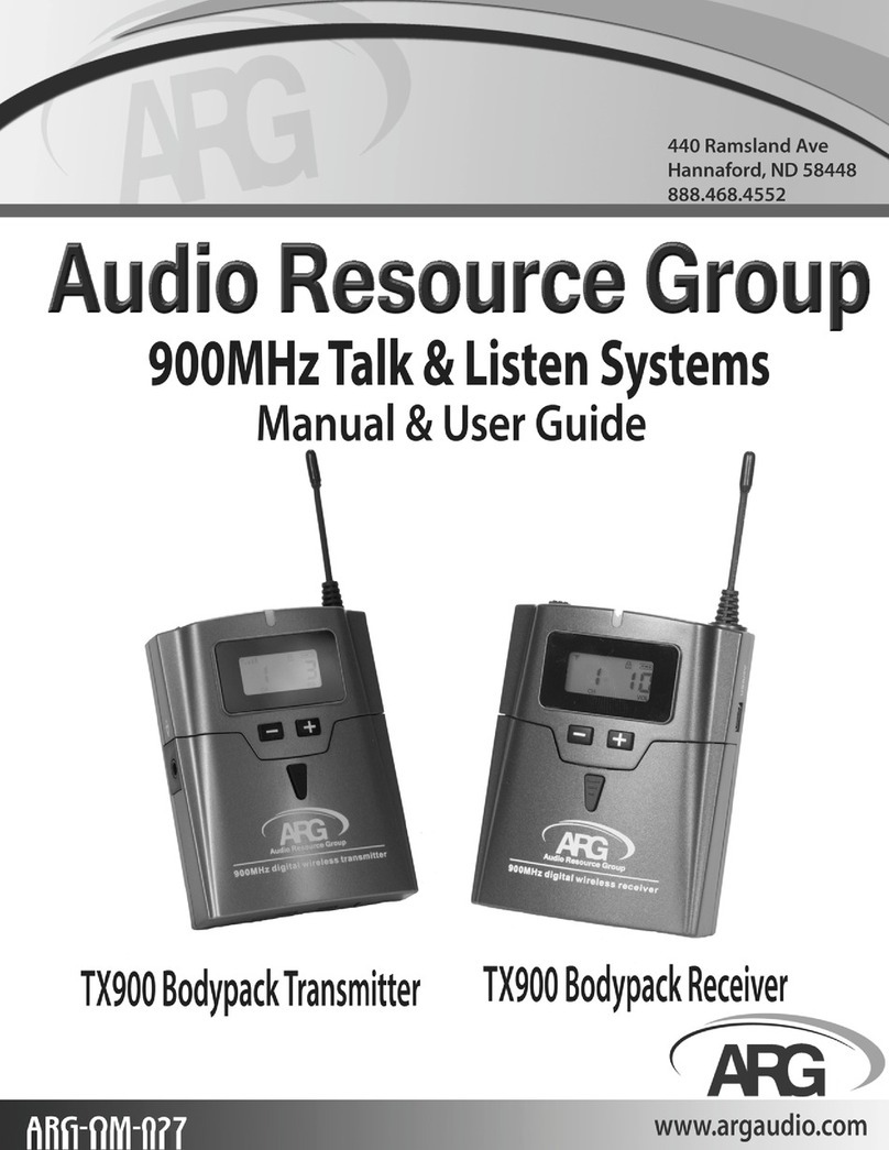 ARG TX900 Bodypack Transmitter Manual & user guide