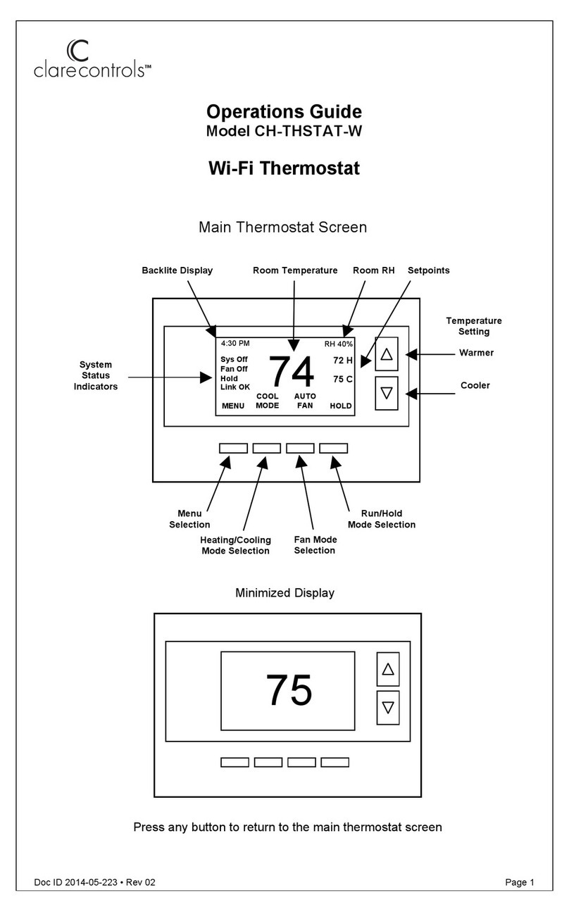 Clare Controls CH-THSTAT-W Operation guide