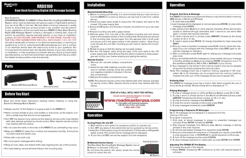 Roadmaster RRDS100 user manual