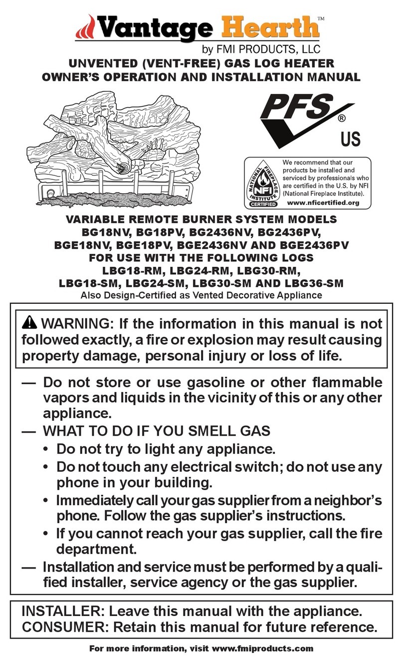 Vantage Hearth BG18NV owner's manual Vantage Hearth BG18NV owner's manual