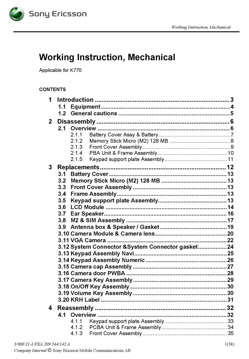 Sony Ericsson Cyber-Shot K770 Working instruction, mechanical