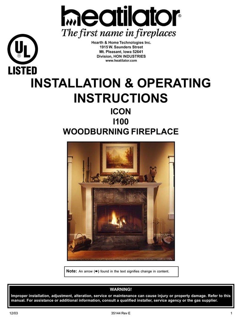 Heatilator ICON I100 Installation & operating instructions