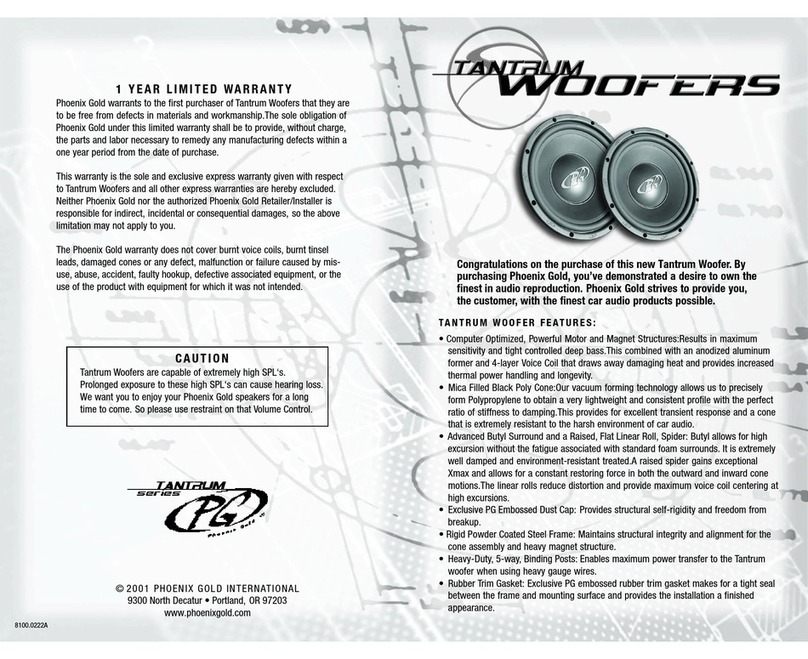 Phoenix Gold Tantrum Woofer User manual