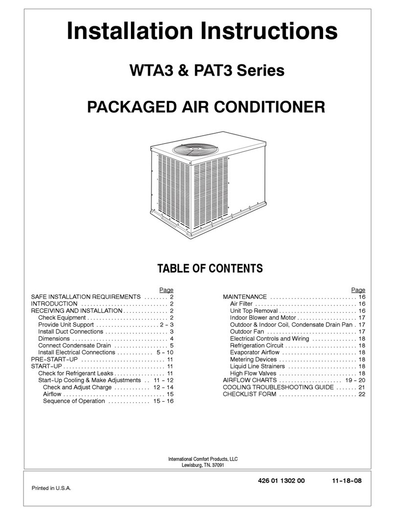 International comfort products PAT3 Series User manual International comfort products PAT3 Series User manual