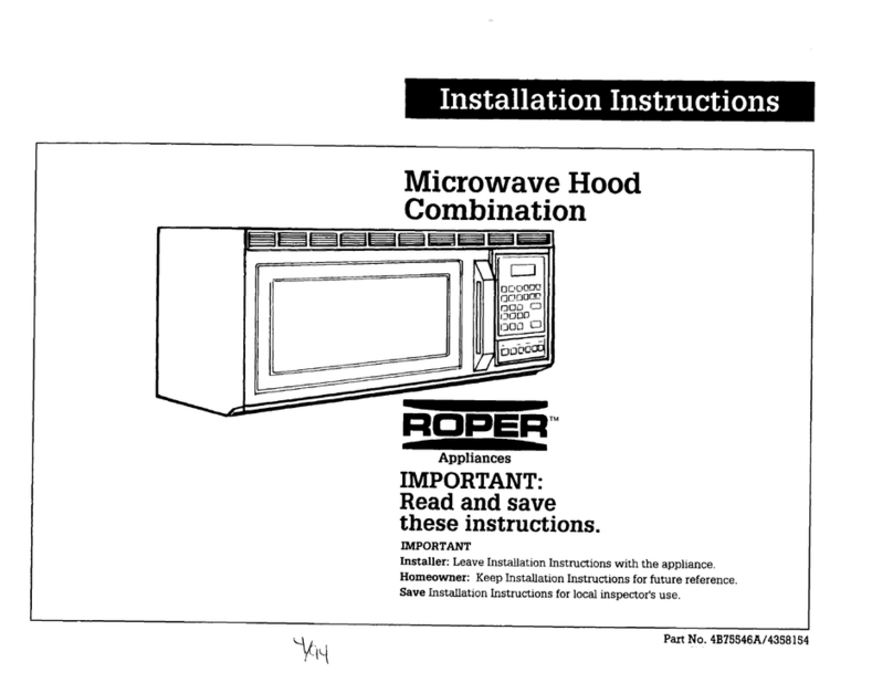 Roper Microwave Hood Combination installation instructions