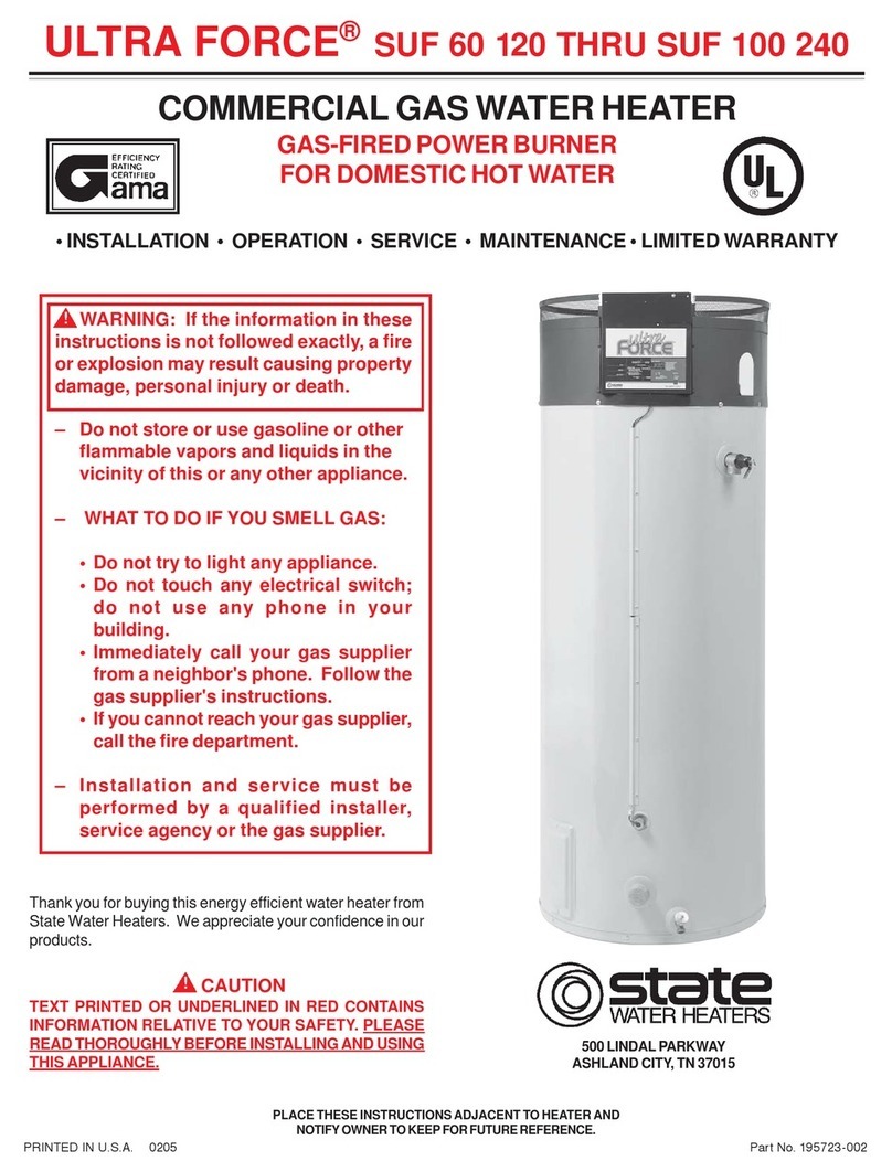 State Water Heaters SUF-60-120 Installation & operation manual