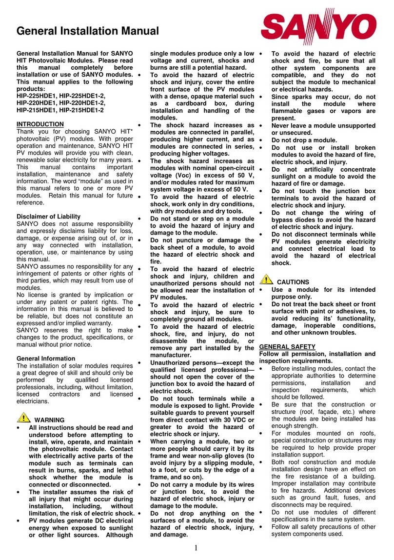 Sanyo HIP-225HDE1 User manual