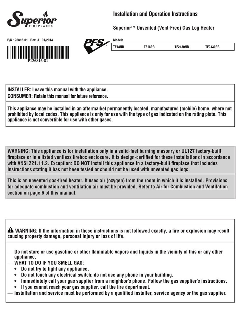 Superior Fireplaces TF18PR Installation and operation instructions Superior Fireplaces TF18PR Installation and operation instructions