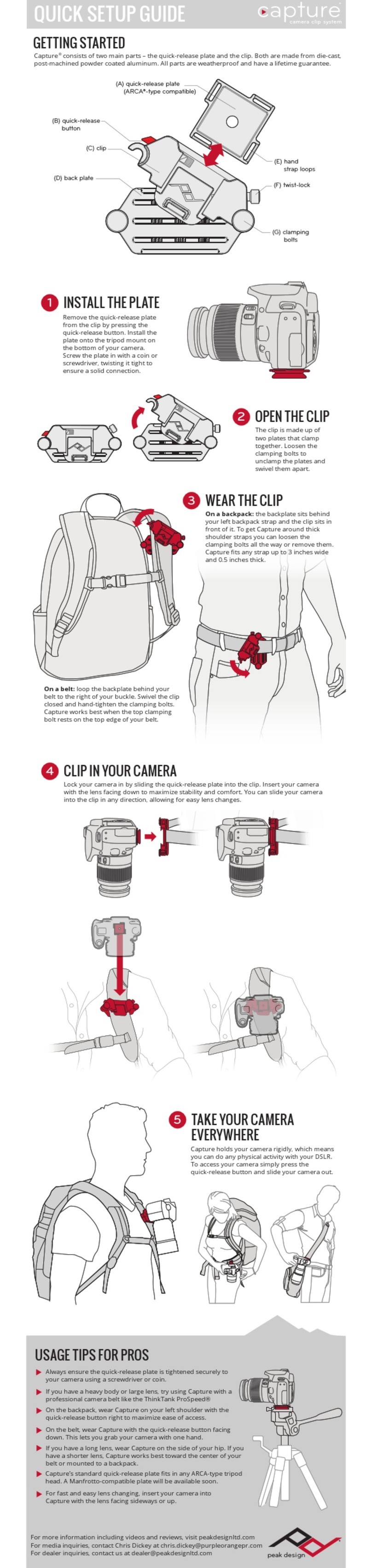 PEAK DESIGN Camera Accessories Quick setup guide PEAK DESIGN Camera Accessories Quick setup guide