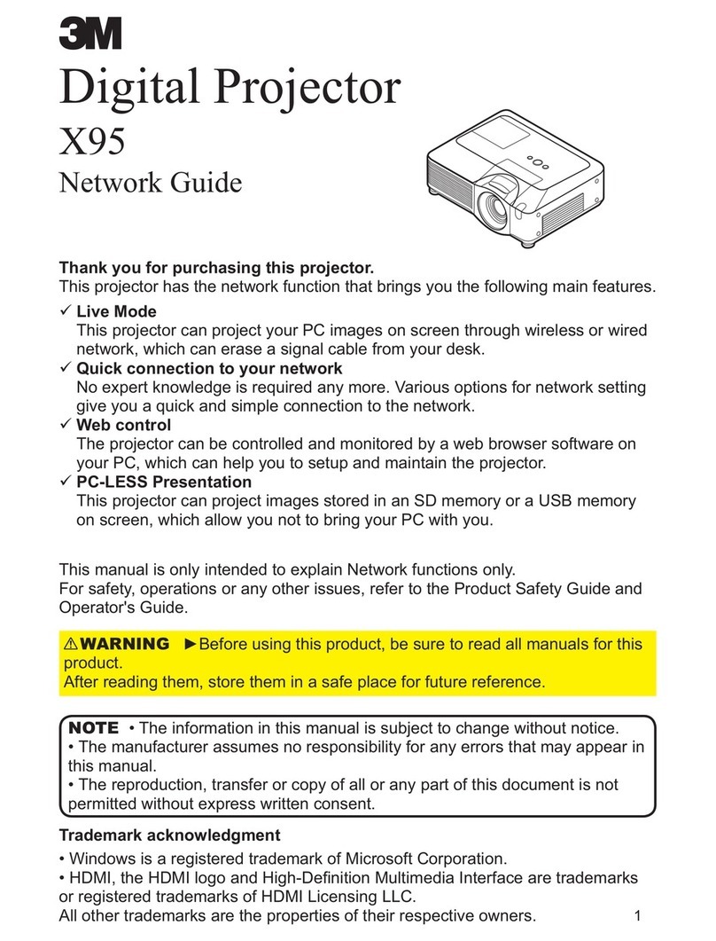 3M X95 - Digital Projector XGA LCD Installation and maintenance instructions