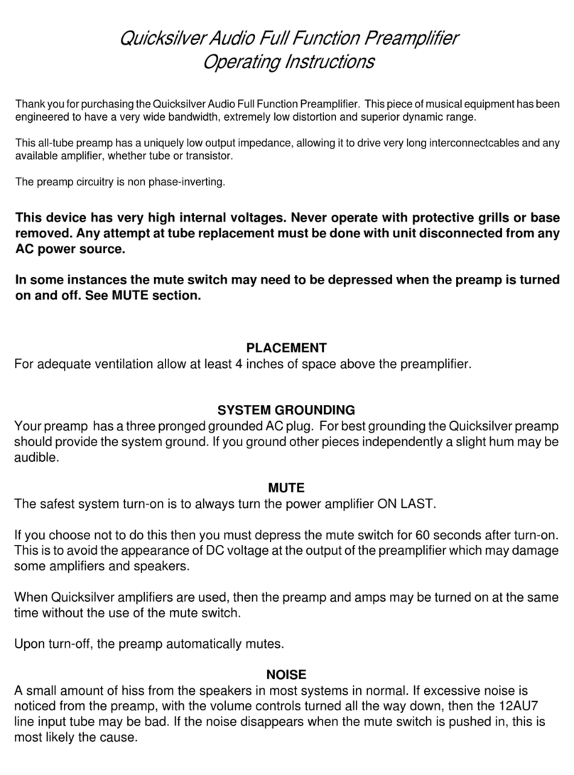 Quicksilver Preamplifier User manual