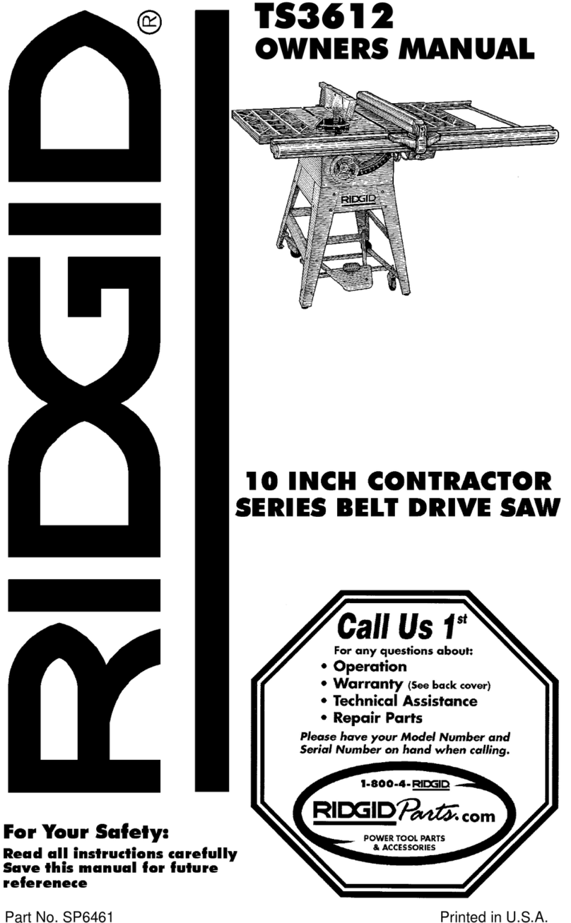 RIDGID TS3612 owner's manual