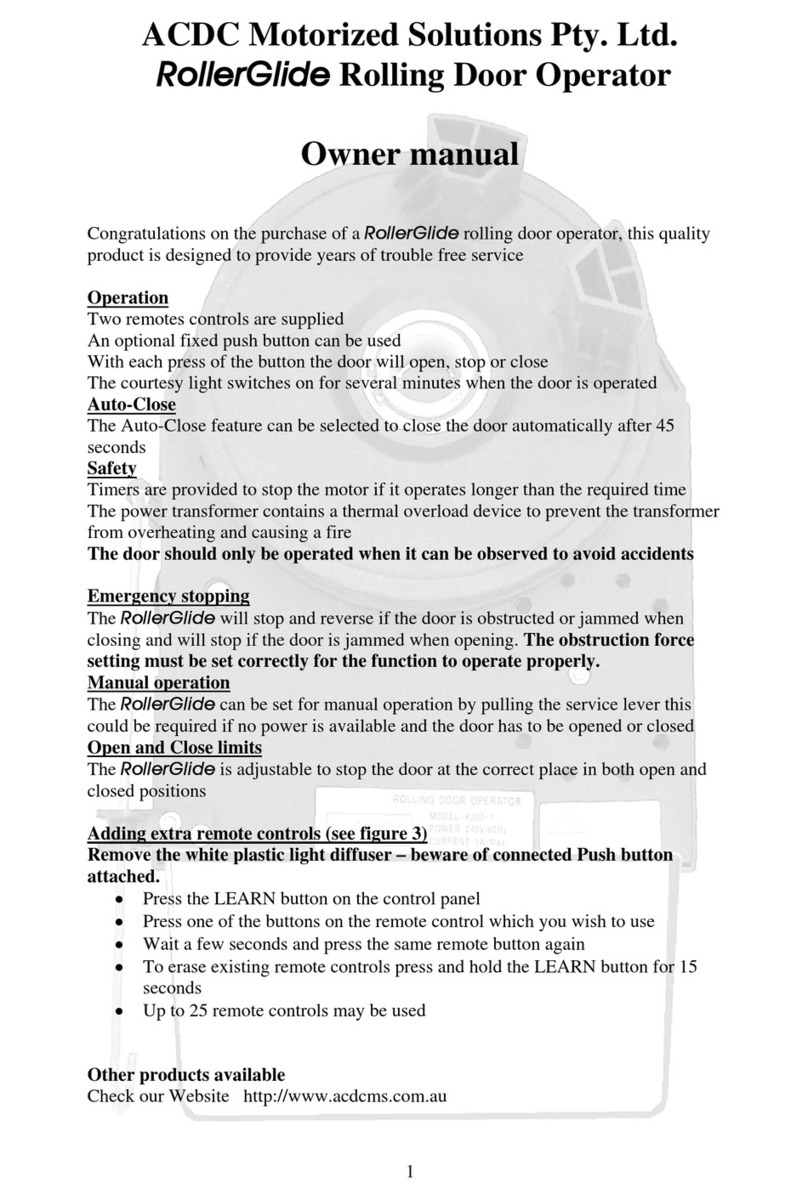 ACDC Motorized Solutions RollerGlide owner's manual