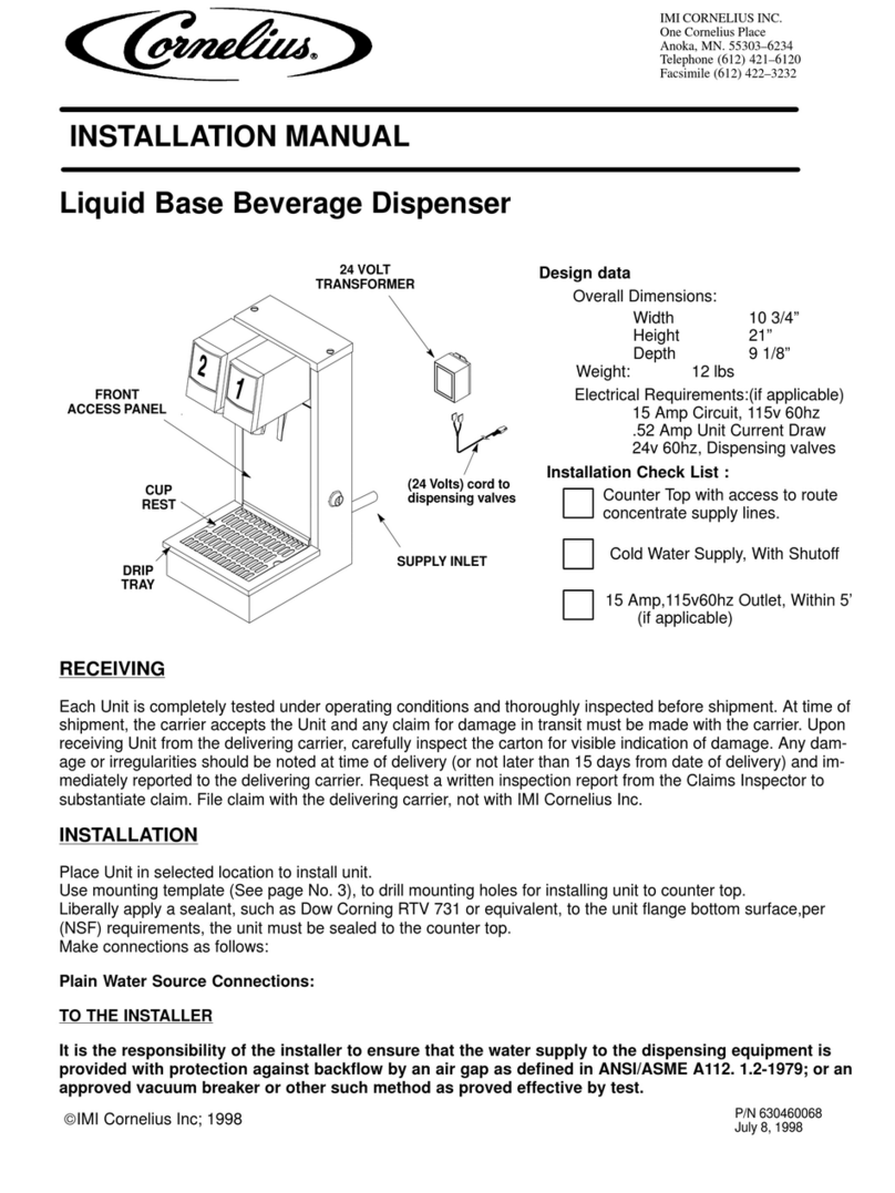Cornelius Liquid Base Beverage Dispenser User manual Cornelius Liquid Base Beverage Dispenser User manual