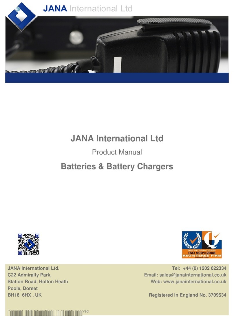 JANA International Battery Chargers product manual