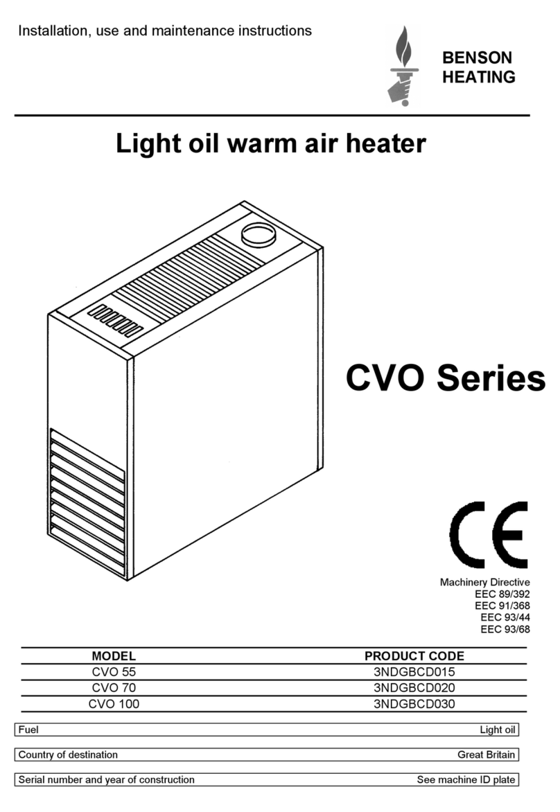 BENSON HEATING CVO 70 Quick start guide
