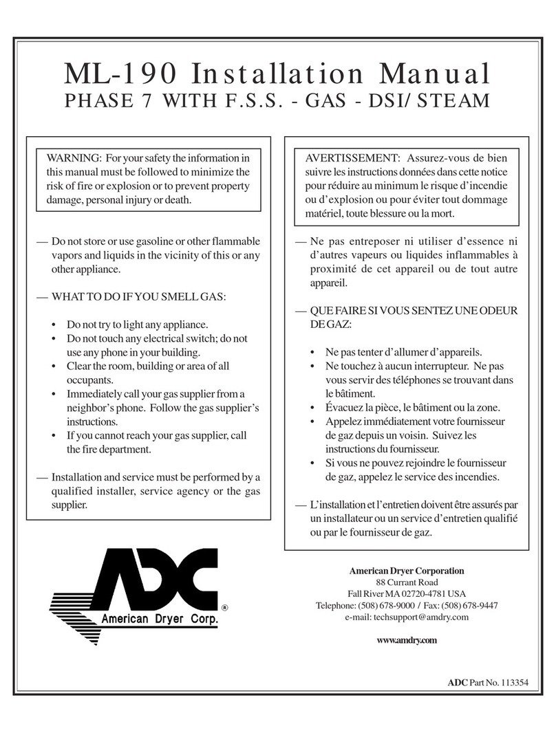 American Dryer Corp. ML-190 installation manual